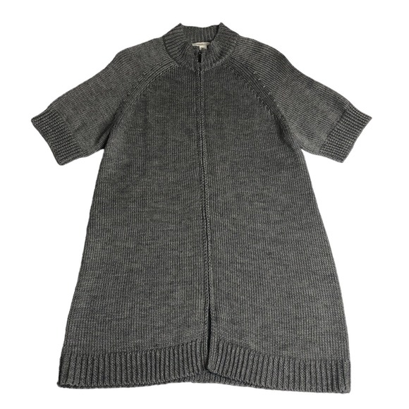 Coldwater Creek Sweaters - Coldwater Creek Longline Sweater Womens L Gray Zip Mock Neck Tunic Wool Blend